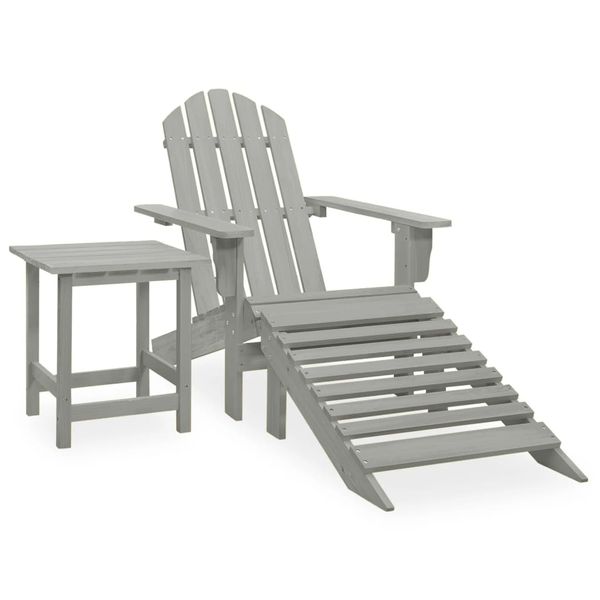 vidaXL Záhradná stolička Adirondack s otomanom a stolíkom jedľový masív sivá
