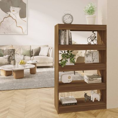 vidaXL Knižnica/deliaca stena, hnedý dub 80x30x135cm, kompozitné drevo