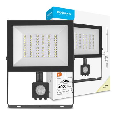 Modee LED Reflektor E-series + senzor 50W 120° 4000lm neutrálna biela (ML-FLS4000K50WSEN)