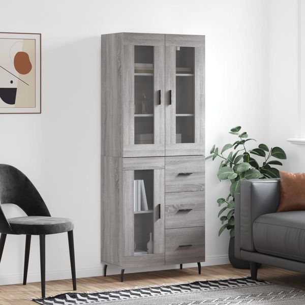 vidaXL Vysoká skrinka sivý dub sonoma 69,5x34x180 cm spracované drevo