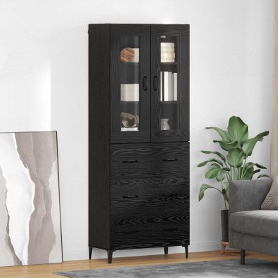 vidaXL Highboard Čierny dub 69,5 x 34 x 180 cm Kompozitné drevo