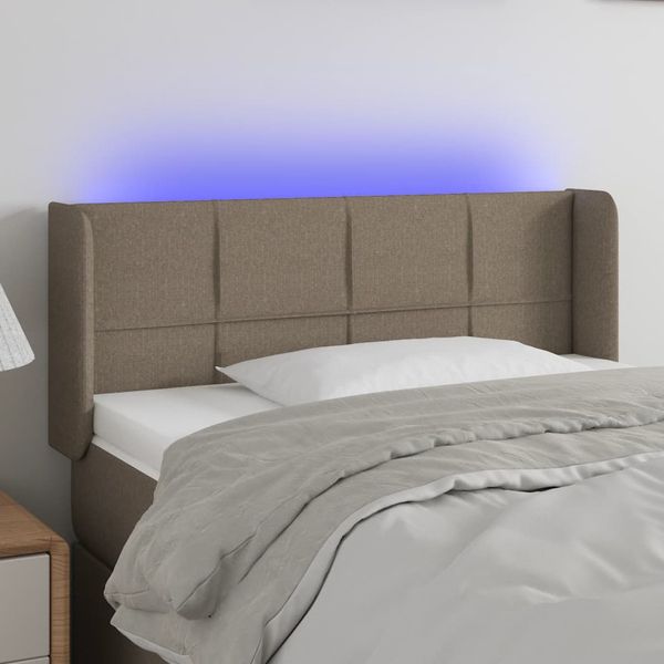 vidaXL Čelo postele s LED sivohnedé 93x16x78/88 cm látka