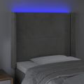 vidaXL Čelo postele s LED bledosivé 83x16x118/128 cm zamat