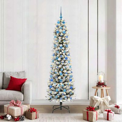 vidaXL Umelý vianočný stromček Biela 210 cm PVC, kov a plast
