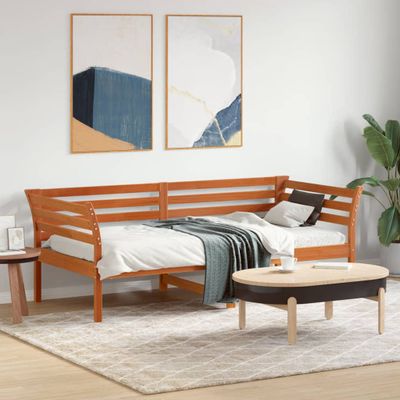VidaXL Denná posteľ bez matraca Vosk Hnedá 75x190 cm Masív Borovica