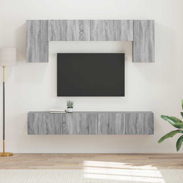 vidaXL Zostava TV skriniek Nástenný 4 pcs Sivý Sonoma Kompozitné drevo