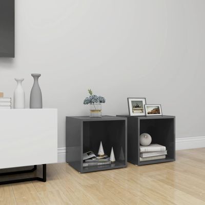 vidaXL TV skrinky 2 ks, lesklé sivé 37x35x37 cm, kompozitné drevo