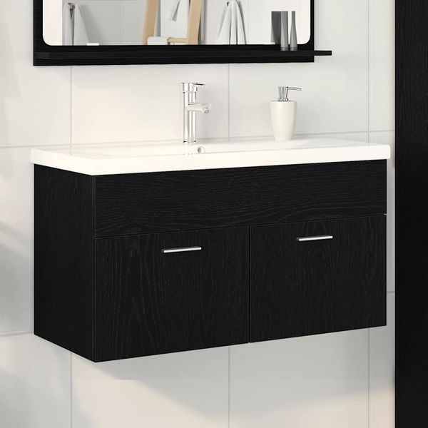 vidaXL Kúpeľňová skriňa Čierny dub 90 x 38,5 x 46 cm Kompozitné drevo