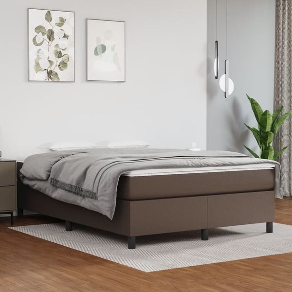vidaXL Posteľný rám s boxspringom hnedý 140x190 cm umelá koža