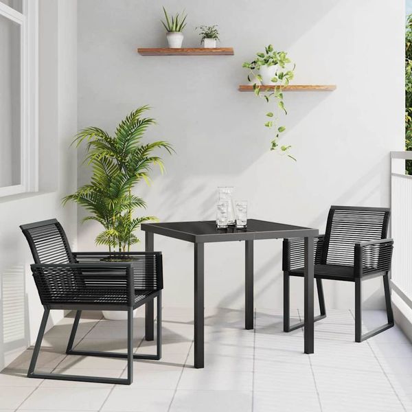 vidaXL Záhradný jedálenský set 3 pcs Čierna