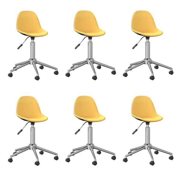 3086069 vidaXL Swivel Dining Chairs 6 pcs Yellow Fabric (3x333472)