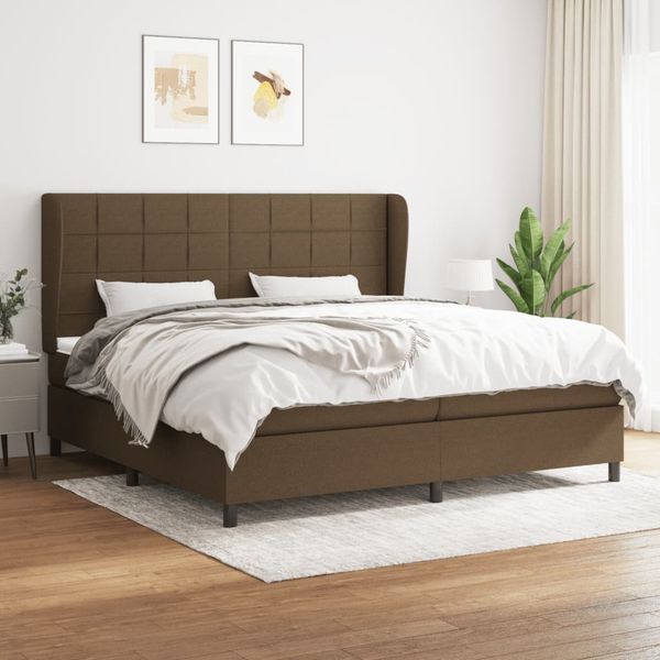vidaXL Boxspring posteľ s matracom tmavohnedá 200x200 cm látka