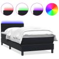 vidaXL Posteľný rám boxspring s matracom a LED čierny 90x220 cm zamat