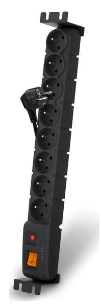 19" napáj. panel ACAR S8/3m 8x220V Black+přep.ochr.10A
