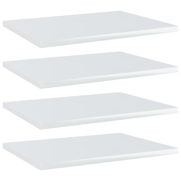 vidaXL Prídavné police 4ks, lesklé biele 40x30x1,5cm, kompozitné drevo