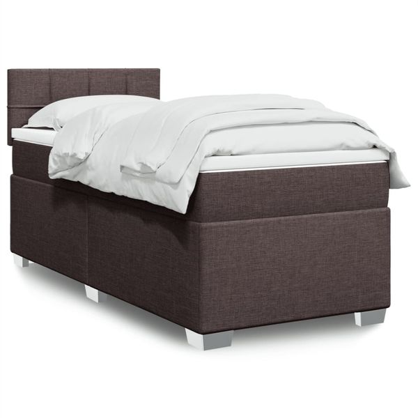 vidaXL Posteľný rám boxsping s matracom hnedý 90x200 cm látka