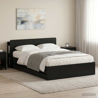 vidaXL Posteľový rám s úložným priestorom a čelom Čierna 160 x 200 cm