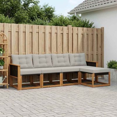 vidaXL Záhradná súprava gaučov 5 ks Prírodná a svetlosivá