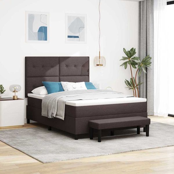 vidaXL Posteľ s pružinovým rámom Tmavohnedá 140 x 190 cm látka