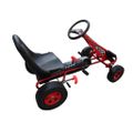 Červený pedálový go-kart s nastaviteľným sedadlom