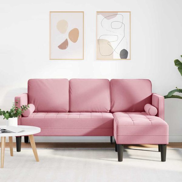 vidaXL Sada pohoviek s vankúšom Ružová Polyester