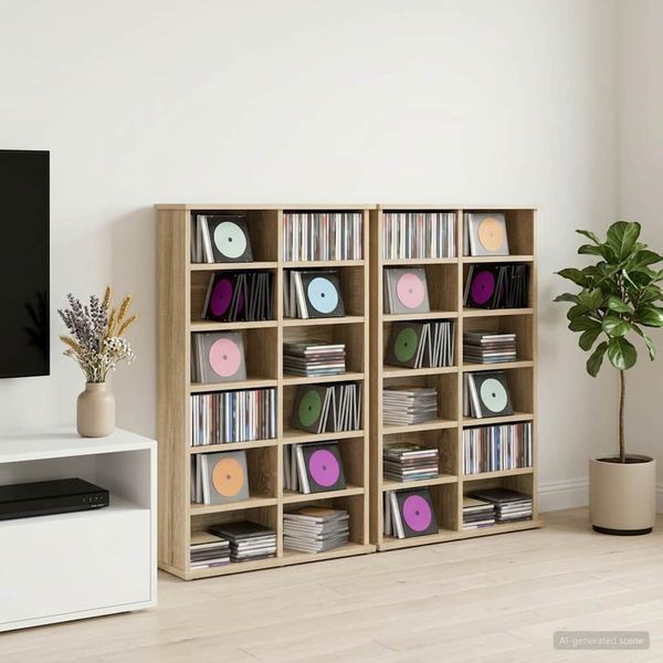 vidaXL CD Skrinka 2 ks Dub sonoma 60 x 17 x 92 cm Kompozitné drevo