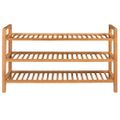 vidaXL Regál na topánky s 3 policami 100x27x60 cm, dubový masív