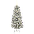 vidaXL Umelý Sklápací Vianočný Stromček 150 LED Zelená a biela 150 cm