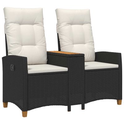 vidaXL Hojdačka s tabletou 2 -Seater 126 x 65 x 112 cm polyratan