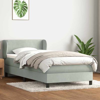 vidaXL Posteľný rám boxsping s matracom bledosivý 90x220 cm zamat
