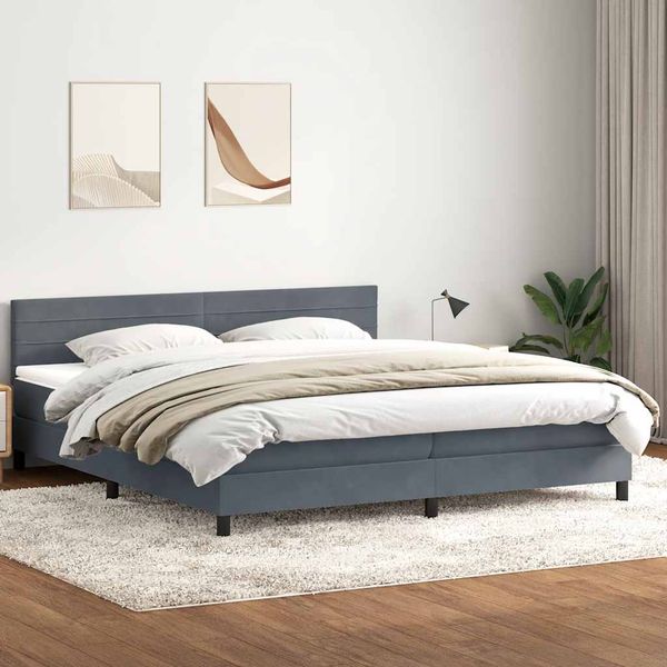 vidaXL Posteľný rám boxspring s matracom tmavosivý 180x210 cm zamat