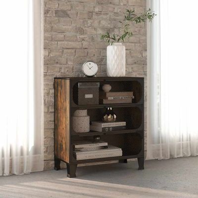 vidaXL Úložná skrinka rustikálna hnedá 72x36x82 cm kov a MDF
