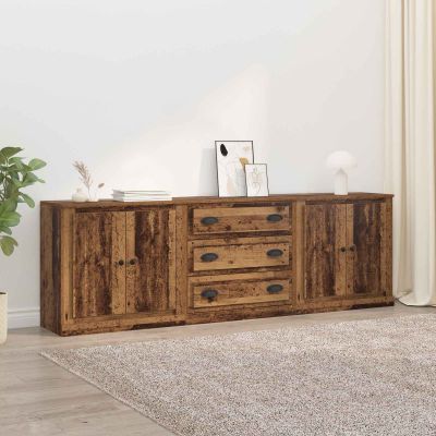vidaXL Komody 3 pcs Staré drevo 210 x 35,5 x 67,5 cm Kompozitné drevo