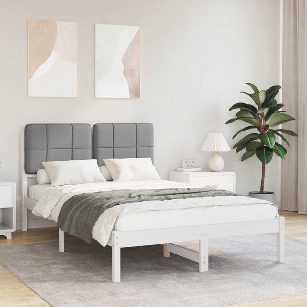 vidaXL Rám postele s čalúneným čelom Svetlosivá 120 x 200 cm