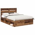 vidaXL Rám postele Staré drevo 140 x 190 cm Masívne borovicové drevo