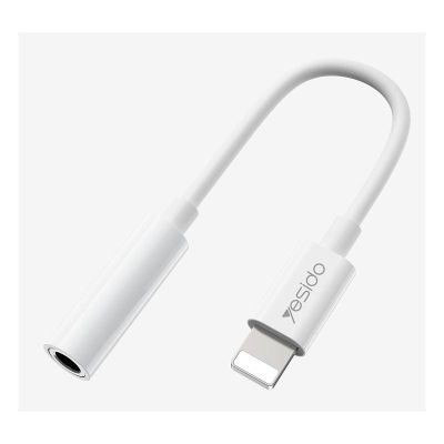 YESIDO AUDIO KÁBEL YAU31 LIGHTNING/3,5mm AUX FEMALE 12CM BIELY