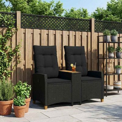 vidaXL Hojdačka s tabletou 2 -Seater 126 x 65 x 112 cm polyratan