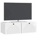 vidaXL Nástenná TV skrinka Biela s vysokým leskom 98 x 41 x 30 cm