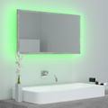 vidaXL Kúpeľňové zrkadlo s LED, betónovo sivé 80x8,5x37cm, akryl
