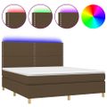 vidaXL Posteľ boxsping s matracom a LED tmavohnedá 160x200 cm látka