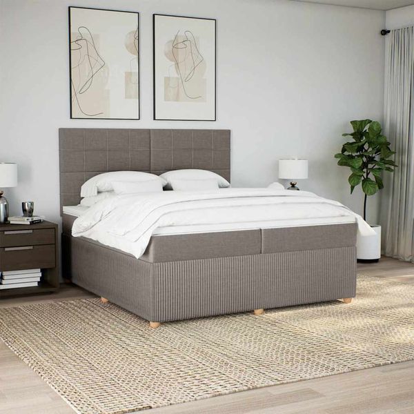 vidaXL Boxspring posteľ s matracom sivohnedý 200x200 cm látka