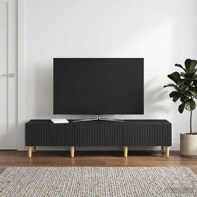 vidaXL TV skrinka 147 x 34,5 x 30 cm Čierna Kompozitné drevo