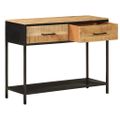 vidaXL Konzolový stolík 100x35x76 cm mangovníkový masív a železo