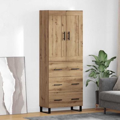 vidaXL Highboard Remeselný dub 69,5 x 34 x 180 cm Kompozitné drevo