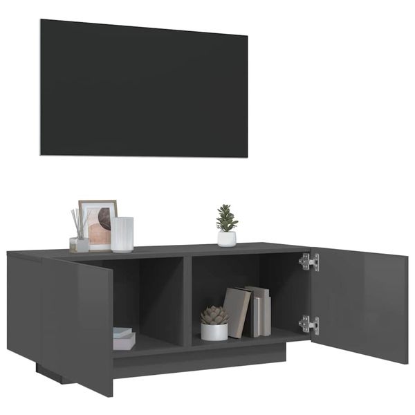 vidaXL TV skrinka lesklá sivá 100x35x40 cm drevotrieska
