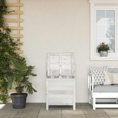 vidaXL Záhradný úložný box biely 50x49x56,5 cm, jedľový masív