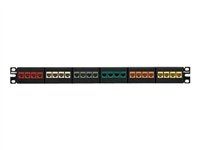 Propojovací panel - čierna - 1U - 19" - 24 porty