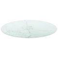 vidaXL Stolová doska, biela Ø50x0,8 cm, tvrdené sklo, mramorový dizajn