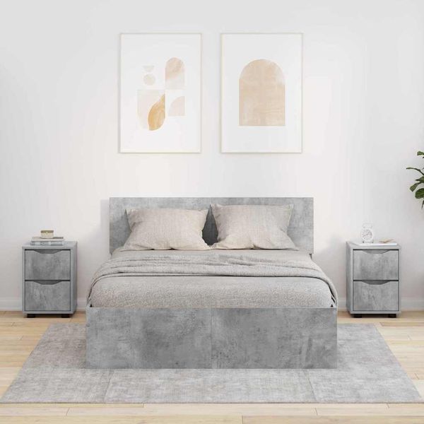 vidaXL Nočné stolíky so zásuvkou 2 pcs Betónová šedá 30,5 x 30 x 43 cm