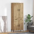 vidaXL Highboard Remeselný dub 69,5 x 34 x 180 cm Kompozitné drevo